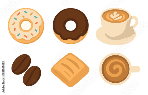 Donuts and coffee: sweet treats and cappuccino on warm background