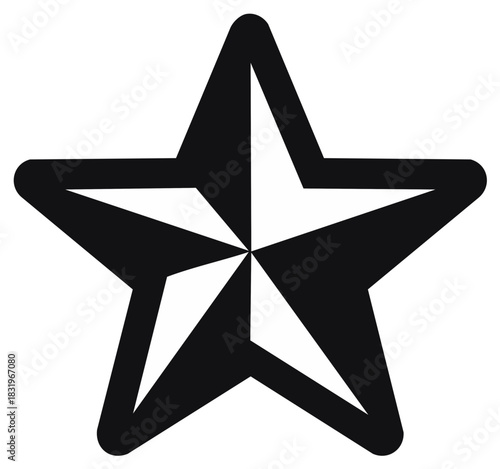 Bold black and white five point star graphic design element