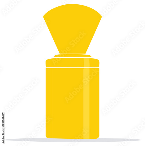 Bright yellow dispenser container icon for sanitation and personal care products