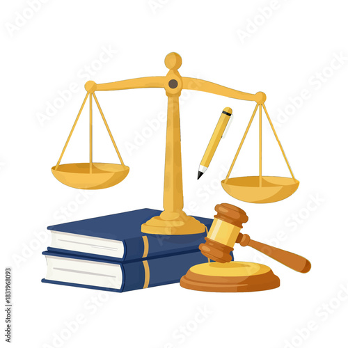 Scales of Justice with Books and Gavel