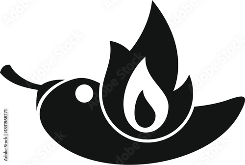 Chili pepper icon with a flame visualizing hot and spicy food