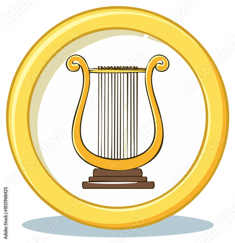 Golden Lyre Music Symbol Graphic Art Illustration
