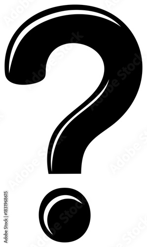 Black question mark icon isolated on white background. Simple design for asking concepts.