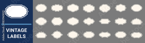 Vintage labels and retro frames decor elements set - Vector 