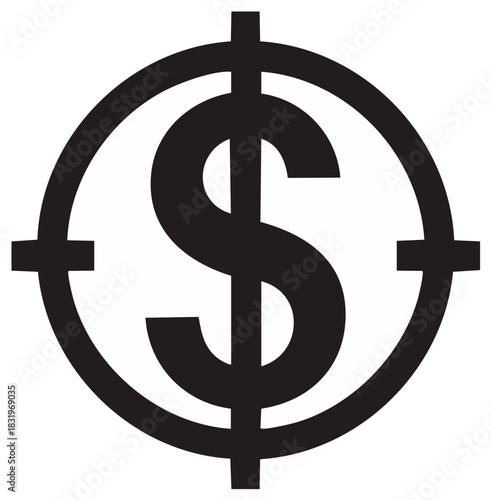Black dollar sign inside a target symbol