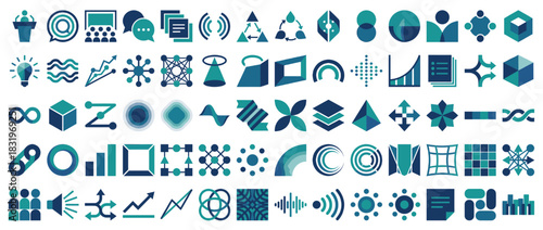 Technology and communication icons set. including chat, network, signal, data, graphs, innovation, and more. Vector collection