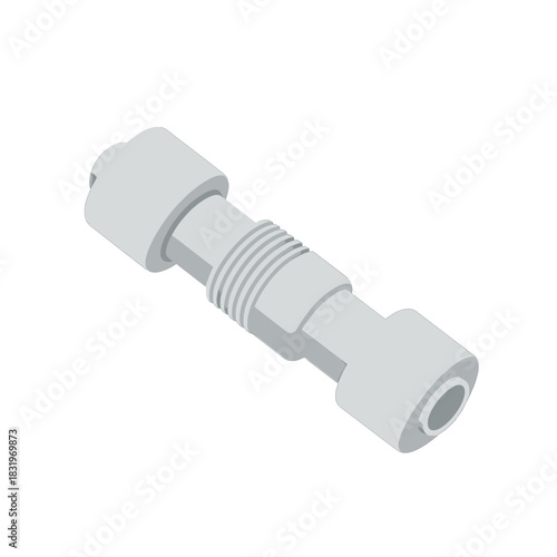 White Plastic Tubing Connector with Threaded Center