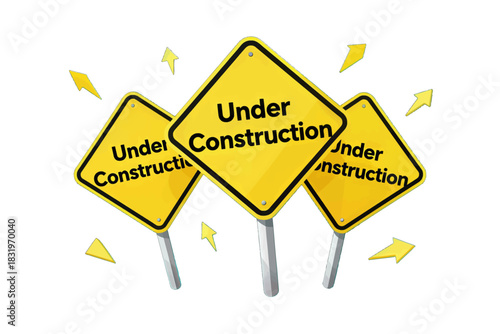 Yellow Under Construction Signs with Arrows