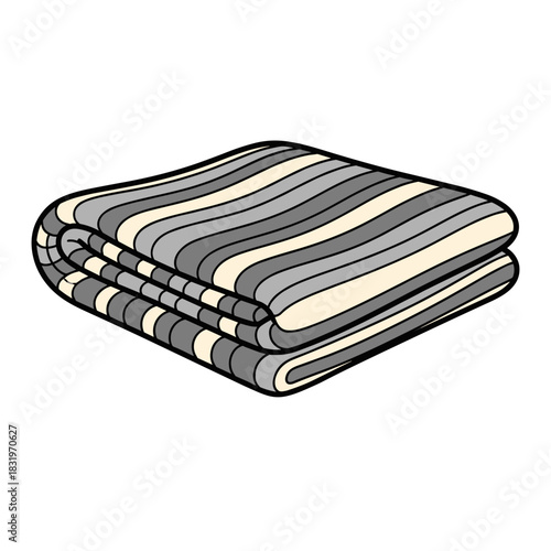 Folded striped blanket, home comfort and textile design