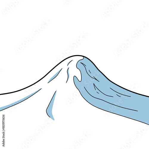 Mountain and wave illustration, nature and landscape symbolism in art design