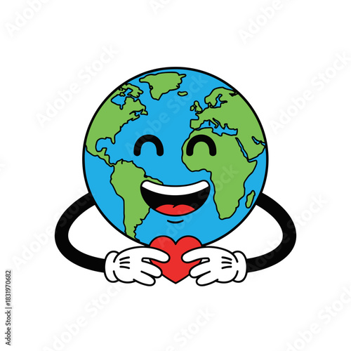 Smiling Earth with Heart, environmental awareness and love for planet