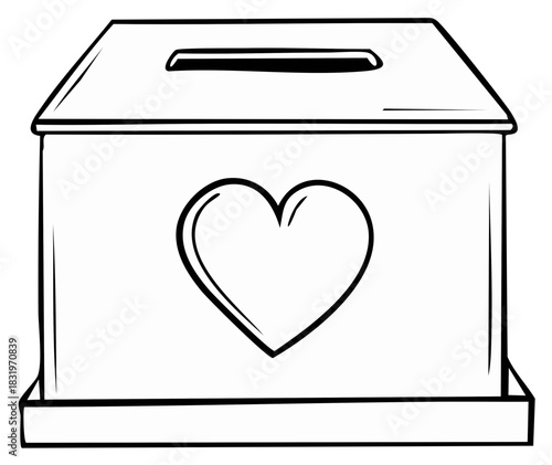 Heart Donation Box with Slot, Charity Symbol, or Concept of Giving and Kindness