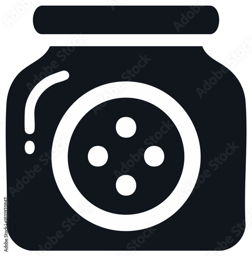 Simple button jar icon illustration, creative design for craft, fashion and sewing projects