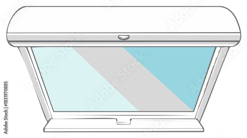 Laptop Sketch: Open Notebook Computer with Blue Screen, Digital Device, Technology Illustration
