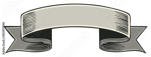 Heraldic ribbon banner graphic, blank text space, heraldry, traditional emblem, vector element