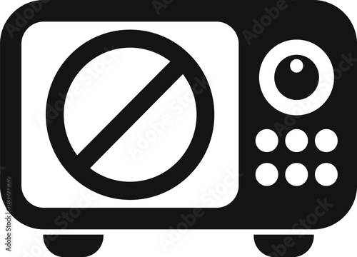 Microwave oven symbol indicating non working or not allowed use