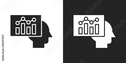 Graph Icon In Black And White Glyph Style