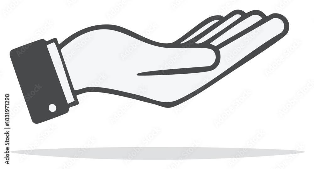 Fototapeta premium Stylized Hand Icon Palm Up Gesture of Giving Receiving or Helping