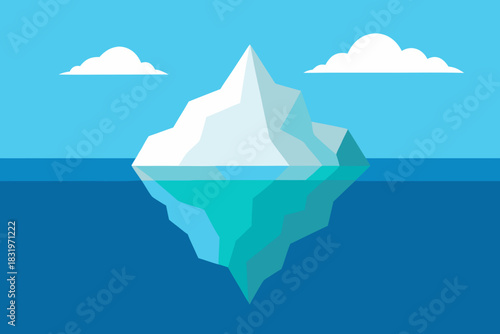 Iceberg floating in the sea cartoon background simple vector illustration