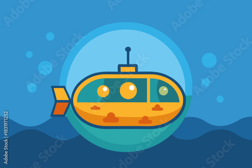View from a submarine window simple vector illustration