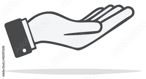 Stylized Hand Icon Palm Up Gesture of Giving Receiving or Helping