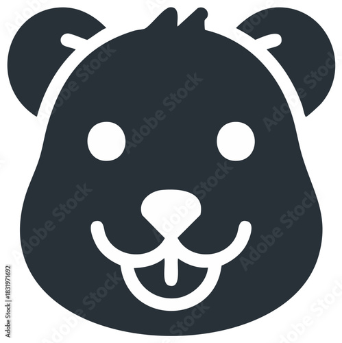 Cheerful cartoon hamster or marmot head icon with a friendly smiling face and tongue