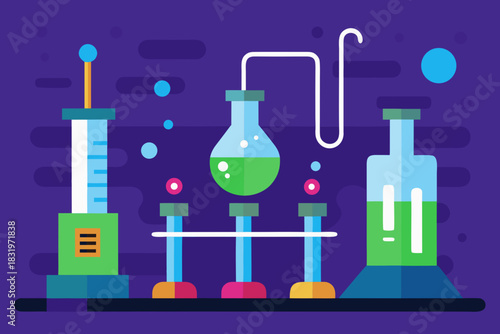 Sci fi laboratory with tubes simple vector illustration
