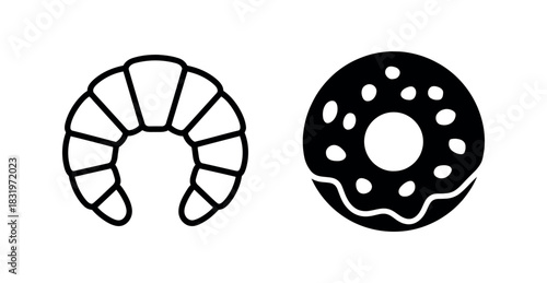 Illustration of a croissant and a donut on a white background art