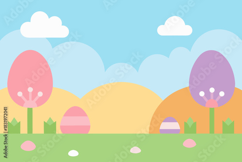 Easter themed pastel garden background simple vector illustration