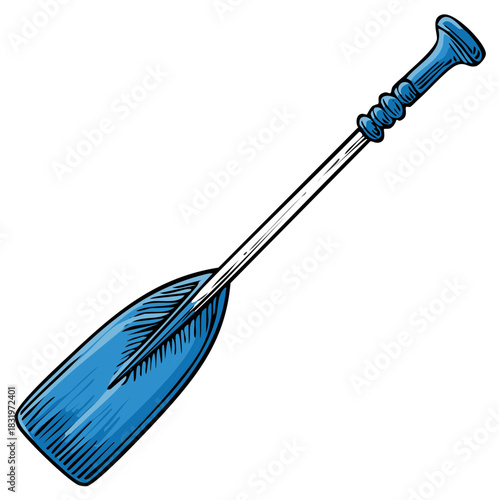 Blue paddle vector illustration for water sports rowing and summer recreation