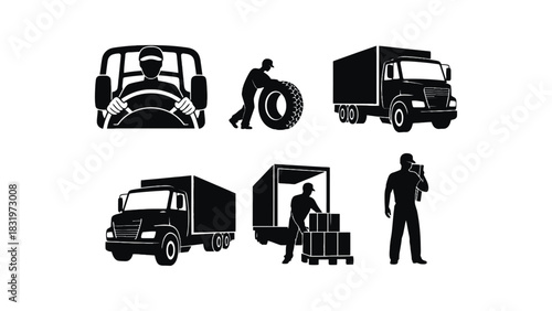 Trucking industry logistics and transportation vector illustration
