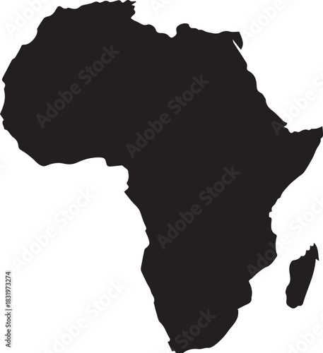 Black silhouette of the continent of africa on a white background
