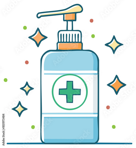 Hand sanitizer dispenser illustration Clean hygiene product for germ protection