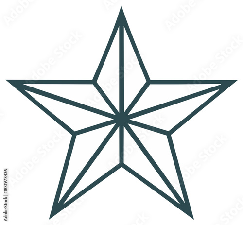 Minimalist Star Graphic: Geometric Line Art with Five Points, Decorative Illustration, Festive Design Element, Single Lone Star