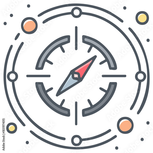 Modern line art compass icon for navigation, guidance, and cosmic exploration