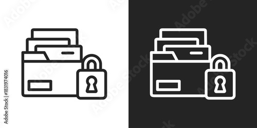 Secure Icon In Black And White Line Style