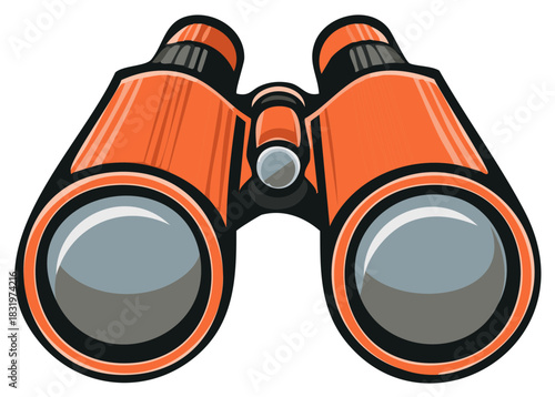Vibrant orange binoculars vector illustration for concepts of exploration discovery and searching