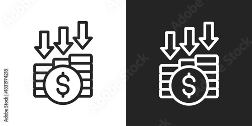 Deficit Icon In Black And White Line Style