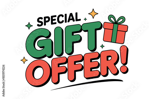 A graphic with the words special gift offer and a red gift box icon