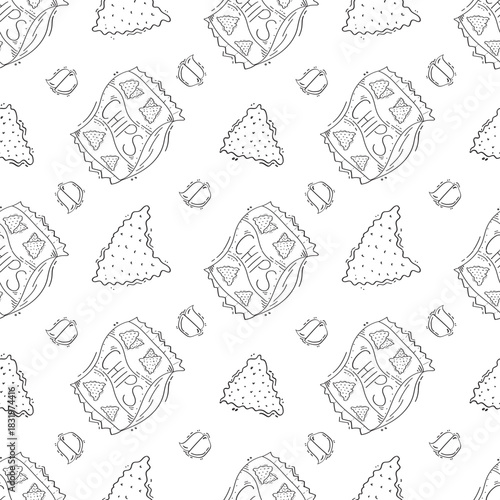 hand drawn chips seamless pattern background