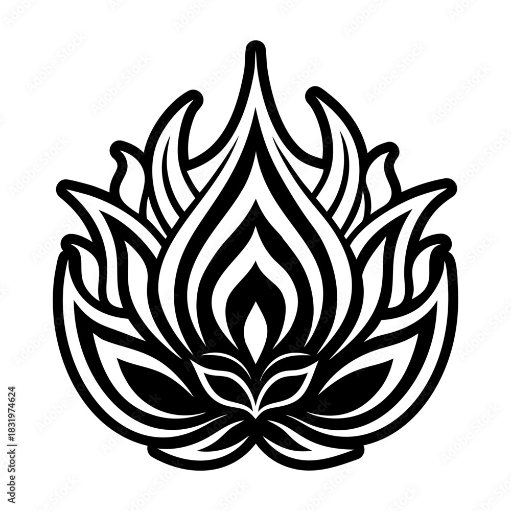 Fototapeta premium Glyph Style Lotus Logos