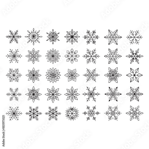 Creative snowflake vector line art illustration