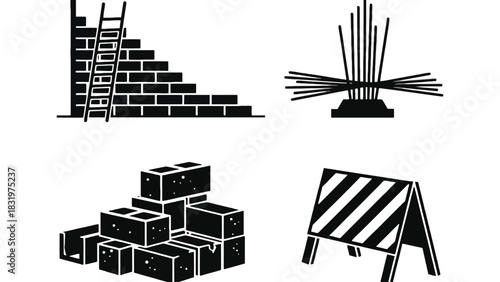 Construction building site icons vector illustration design