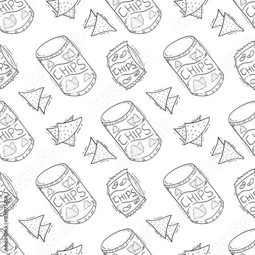 hand drawn chips seamless pattern background