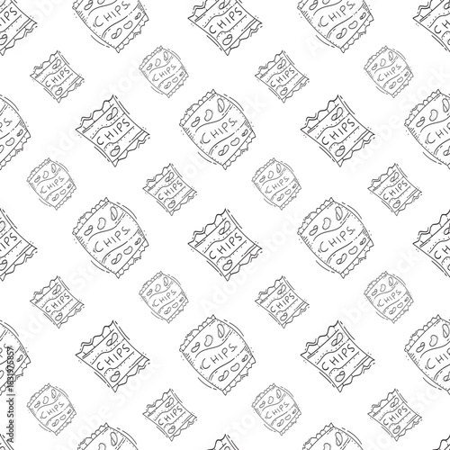 hand drawn chips seamless pattern background