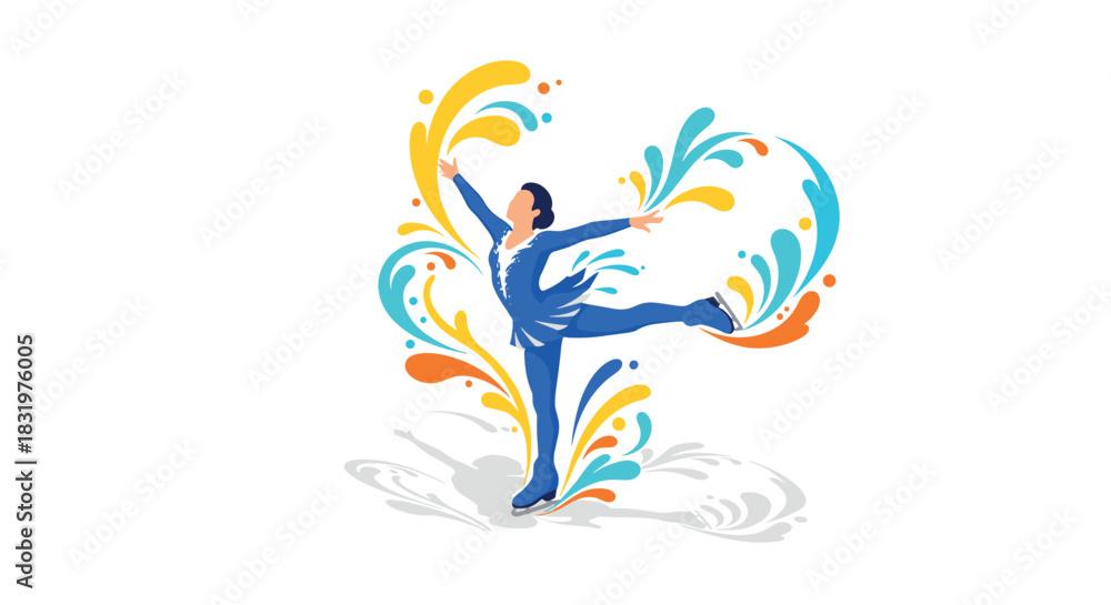 Fototapeta premium Colorful abstract dancer in motion with splash elements on white background