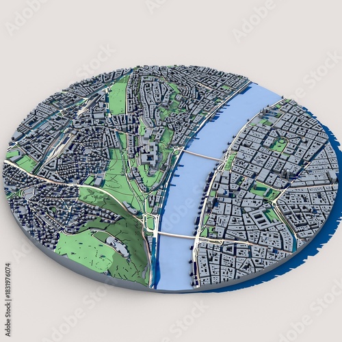 Cityscape Budapest Hungary, 3D Rendering