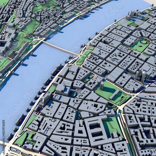 Cityscape Budapest Hungary, 3D Rendering