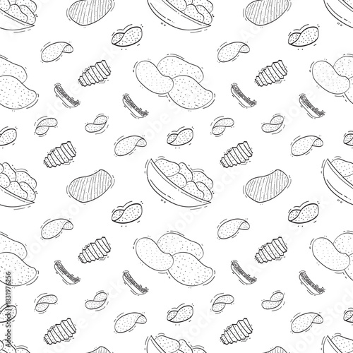 hand drawn chips seamless pattern background
