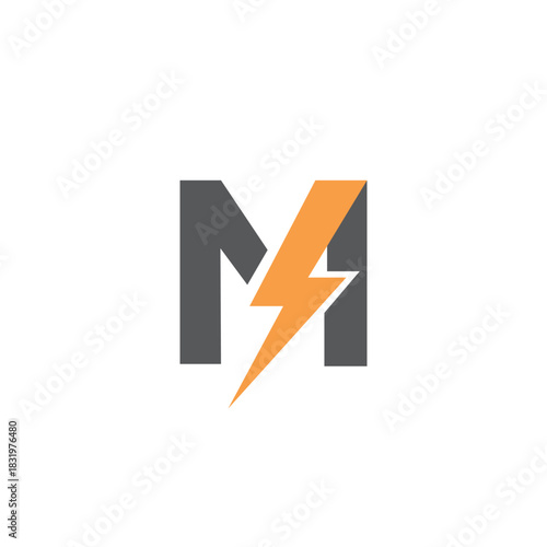 Letter m logo with lightning bolt